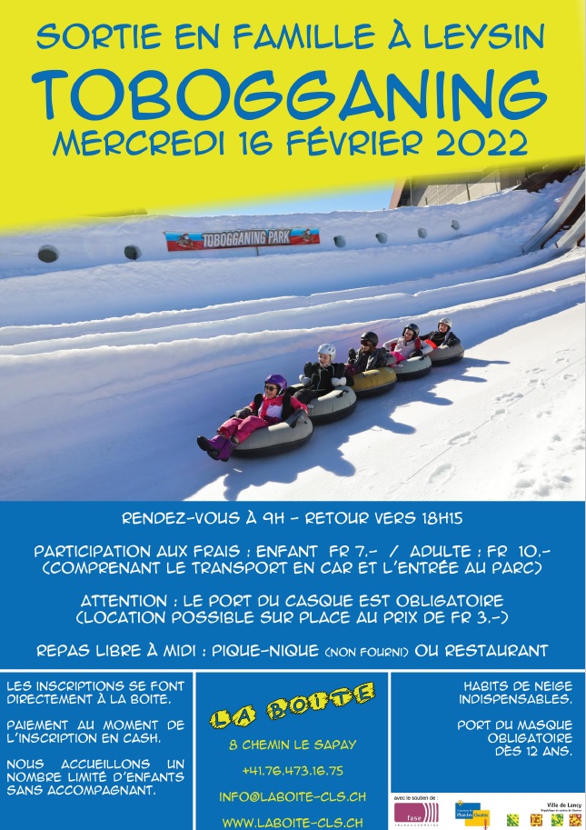 Tobogganing Leysin 16 février la boite